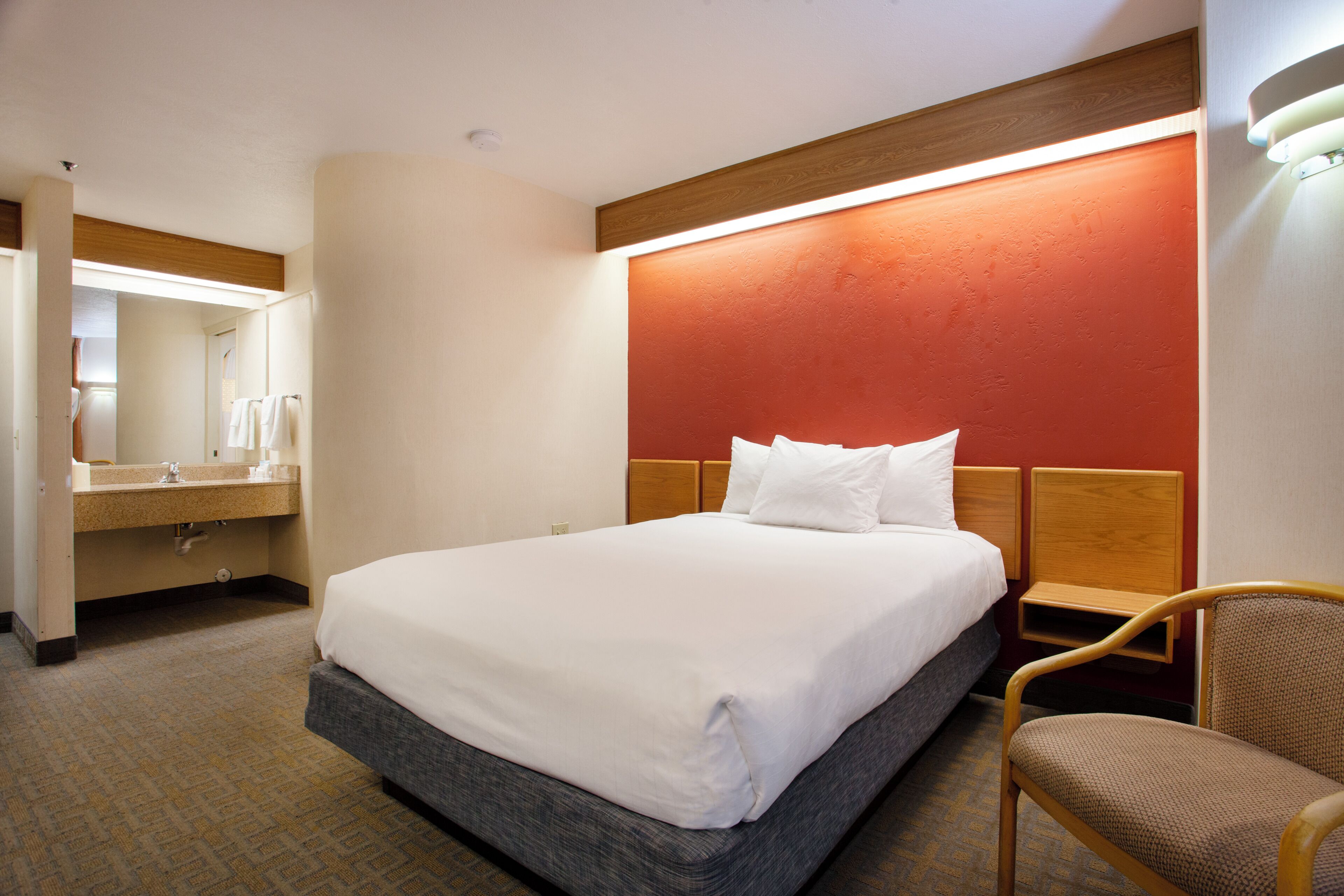 one queen bed, non-smoking | 1 bedroom, desk, laptop workspace, iron/ironing board