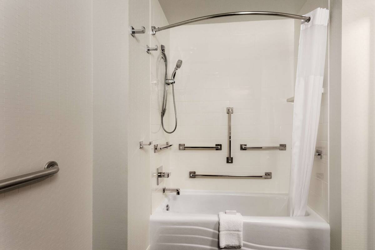 free toiletries, hair dryer, bathrobes, towels