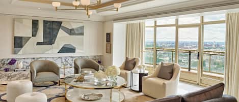 Presidential Suite | Living area | 50-inch plasma TV with satellite channels, Smart TV, DVD player