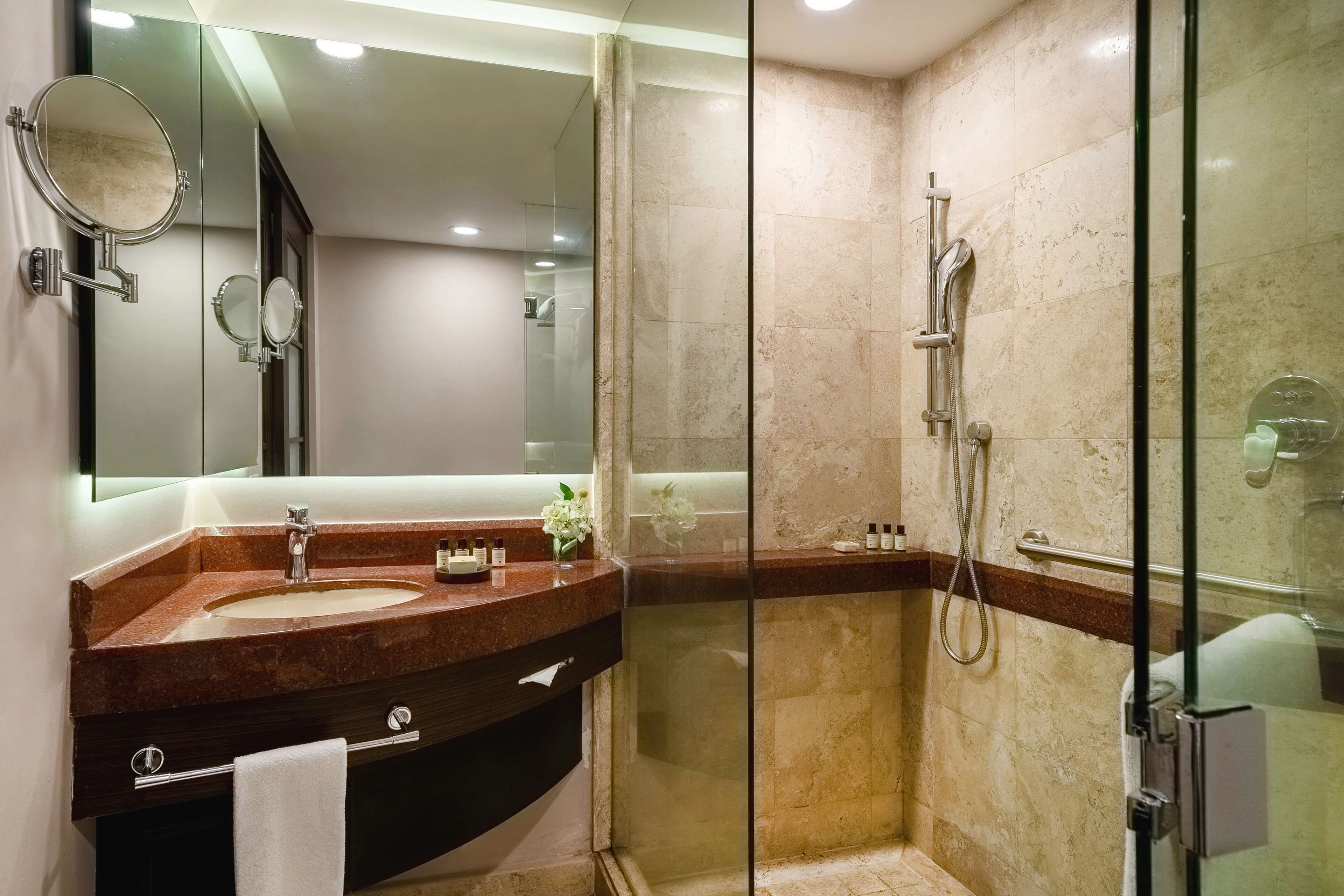 room, 1 king bed | bathroom | shower, rainfall showerhead, hair dryer, bathrobes