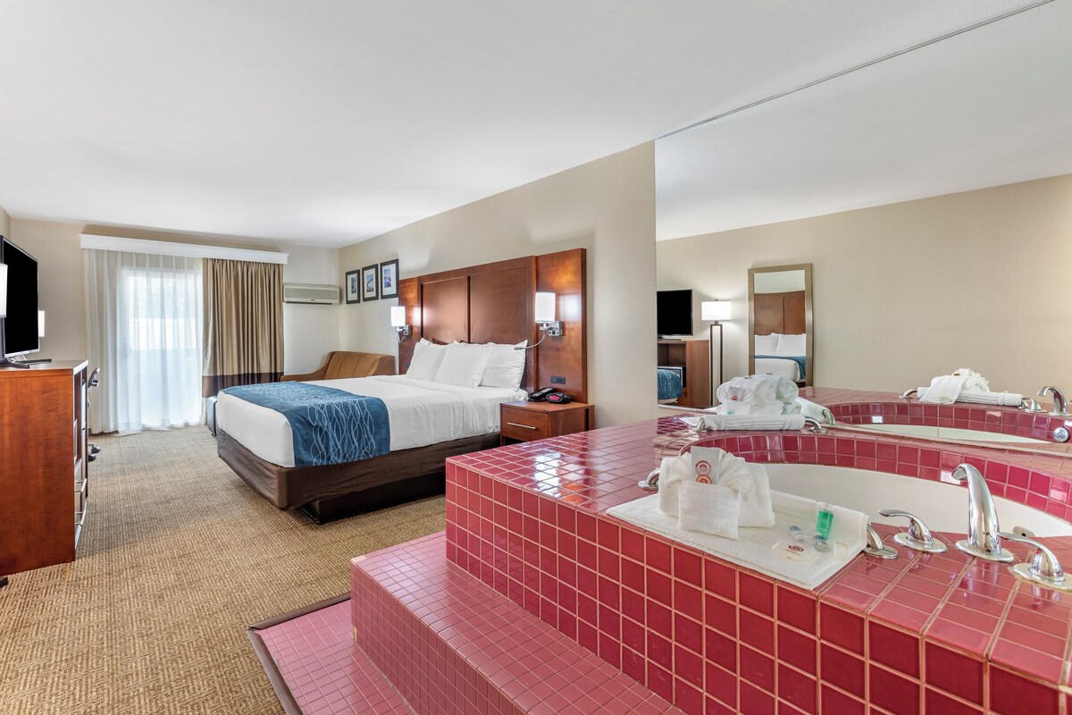 Junior Studio Suite, 1 King Bed with Sofa bed, Non Smoking, Jetted Tub | Pillowtop beds, desk, blackout drapes, soundproofing