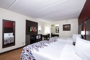 Deluxe Room, 2 Double Beds, Non Smoking | Desk, laptop workspace, blackout curtains, iron/ironing board