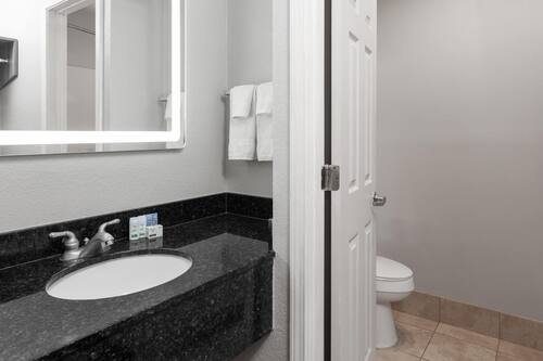 Ensemble baignoire-douche, articles de toilette (gratuits)