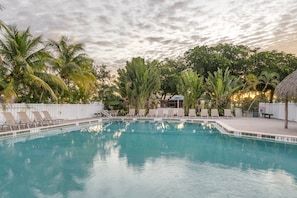 Outdoor pool, sun loungers