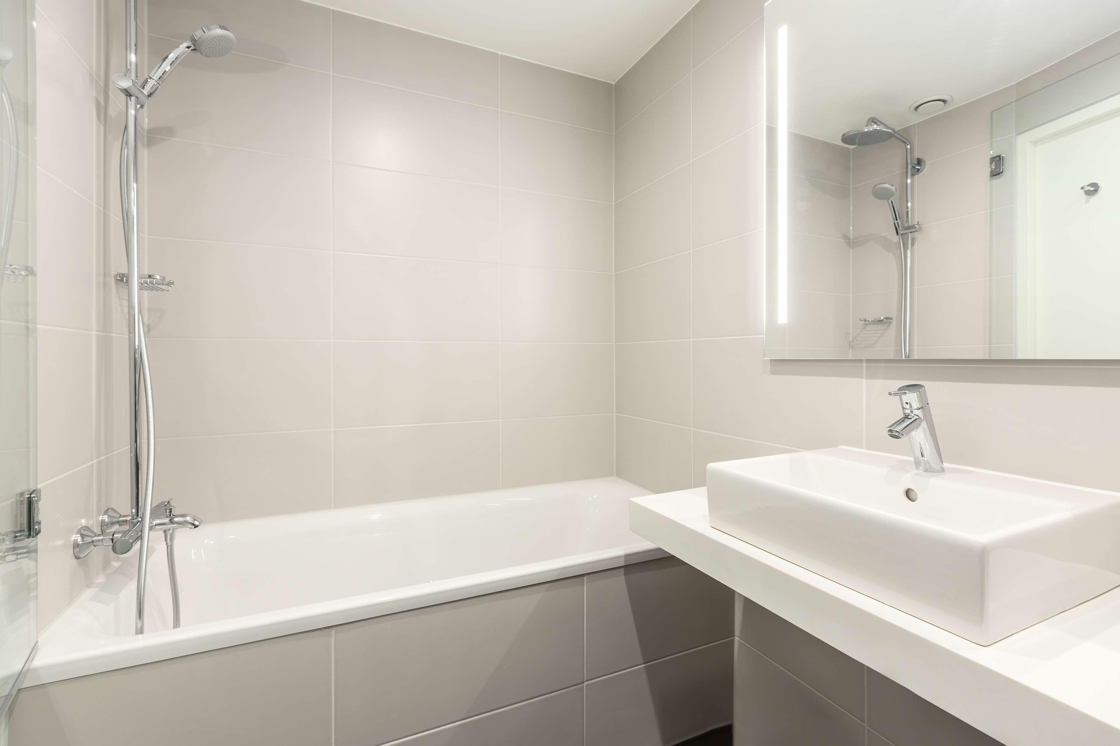 shower, rainfall showerhead, eco-friendly toiletries, hair dryer