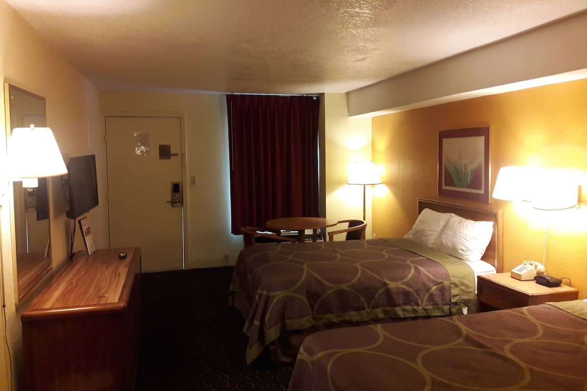 Desk, blackout drapes, soundproofing, iron/ironing board