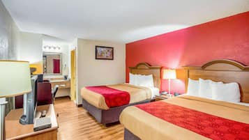 Room, 2 Queen Beds, Smoking | Iron/ironing board, free WiFi, bed sheets