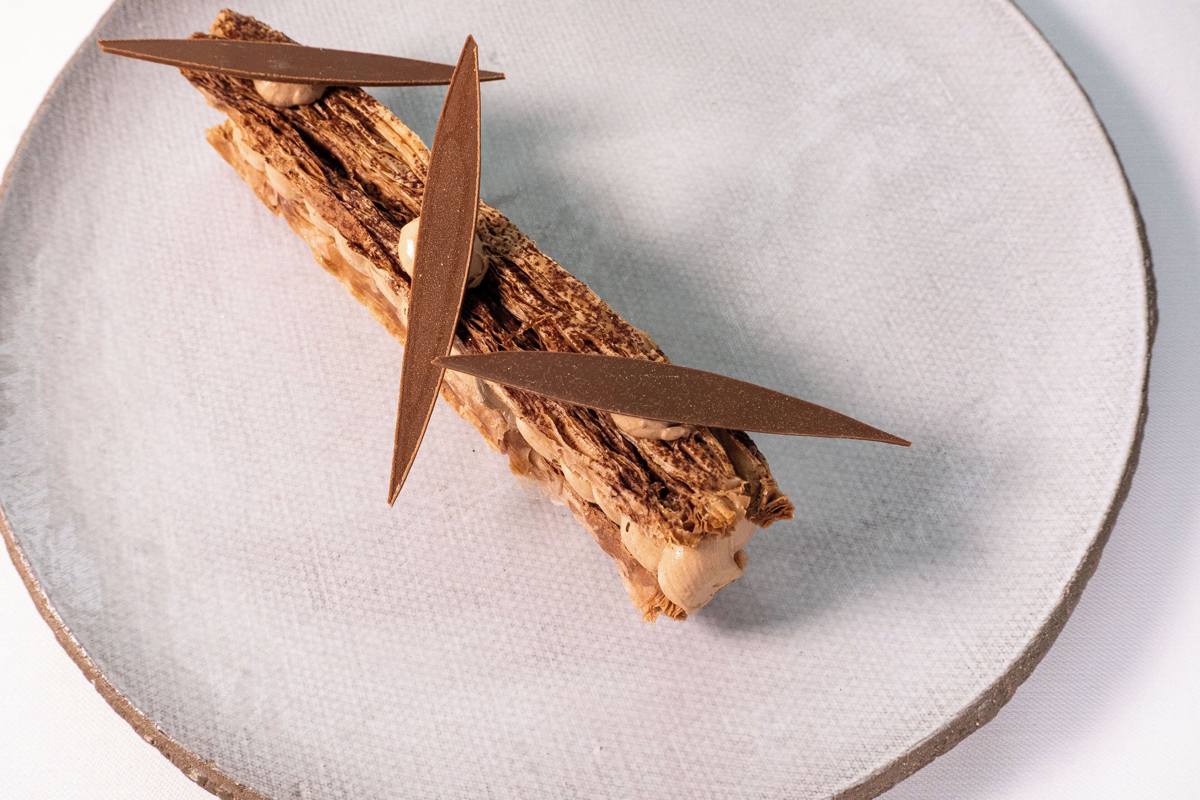 A dessert on a plate.
