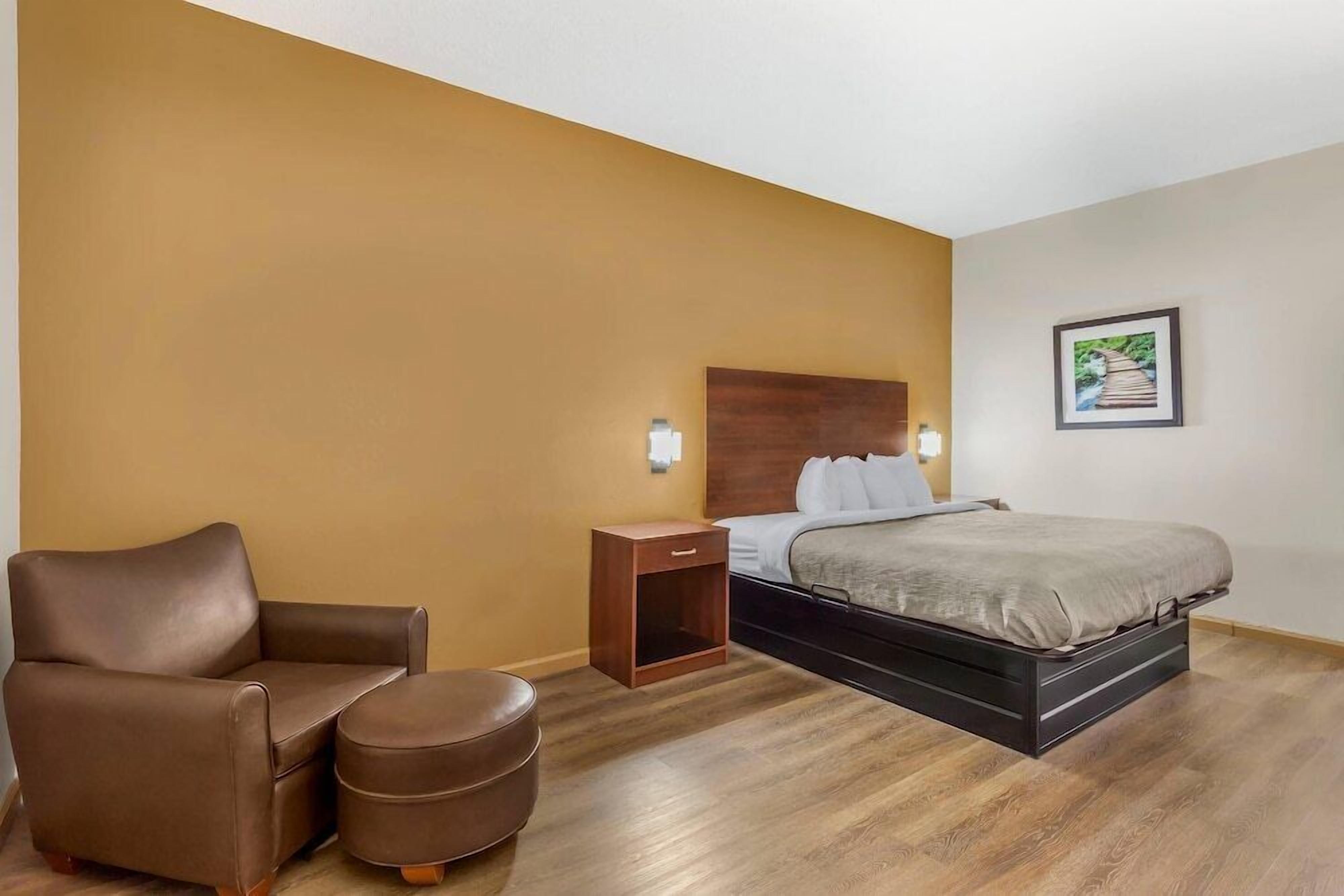 Down duvets, pillow-top beds, desk, blackout curtains