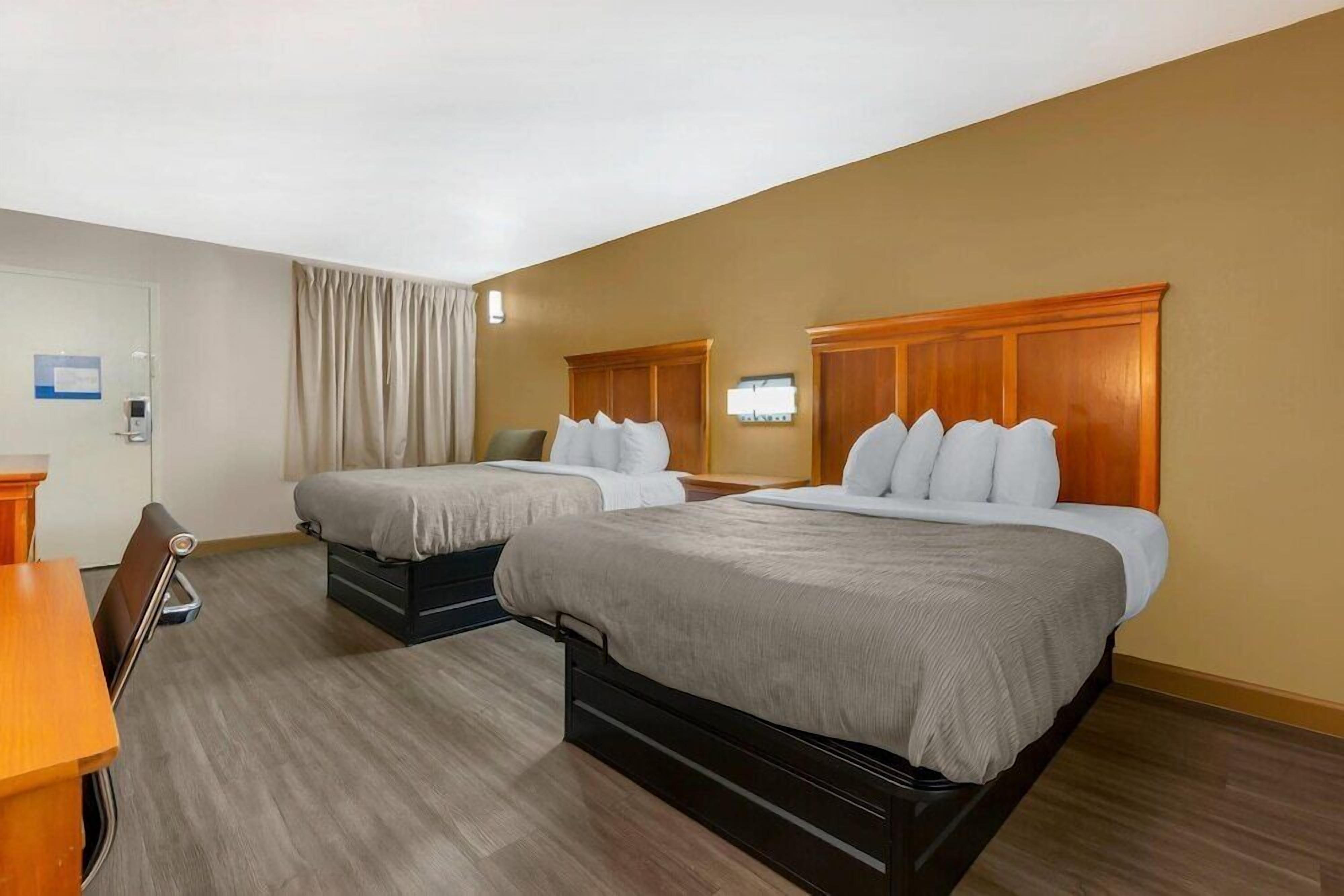 Down duvets, pillow-top beds, desk, blackout curtains