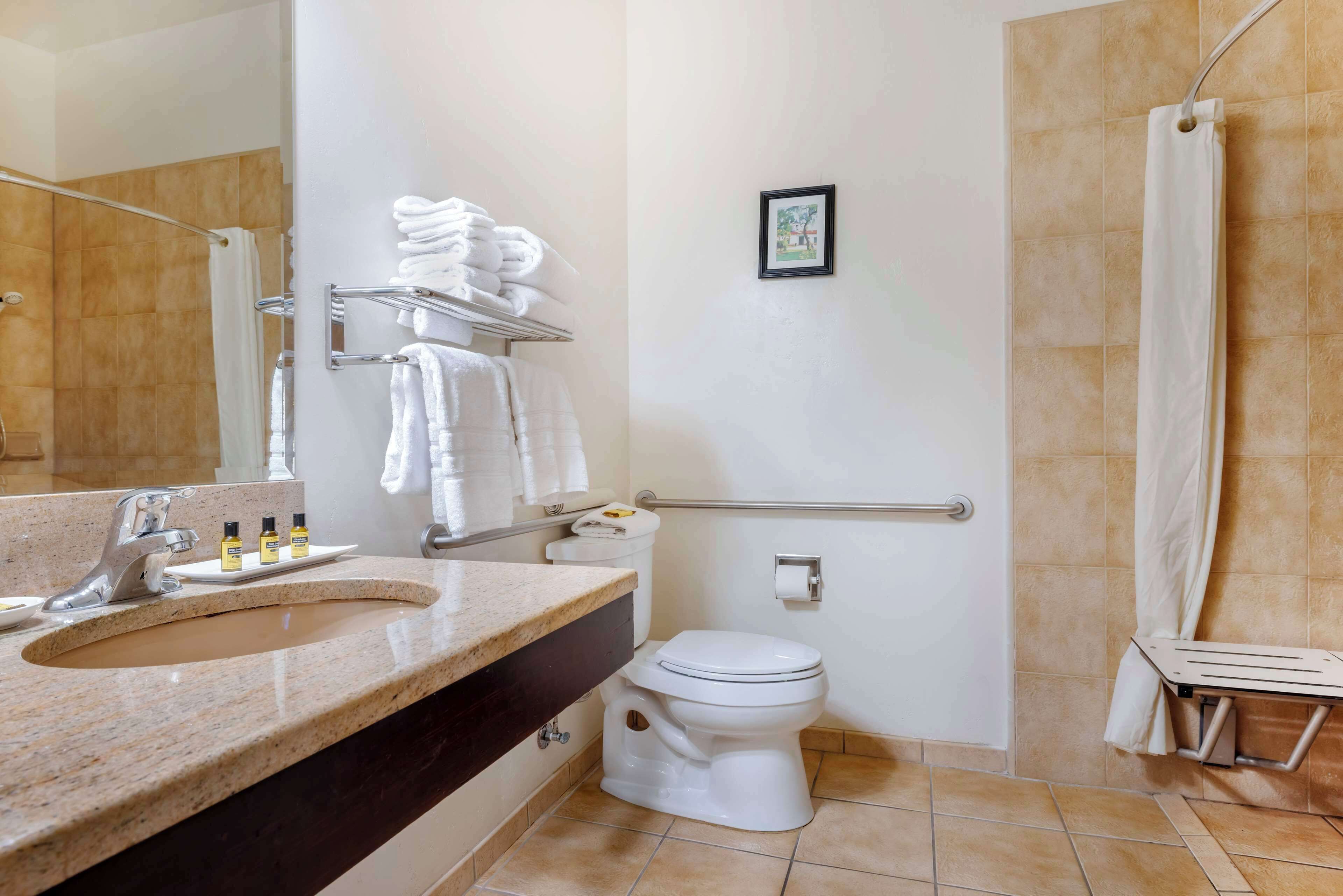 standard room, 2 queen beds, roll-in shower, non smoking (accessible) | bathroom | combined shower/bathtub, free toiletries, hair dryer, towels