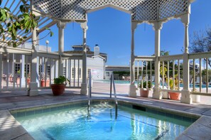 Outdoor pool, pool umbrellas