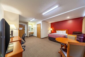 Desk, blackout curtains, iron/ironing board, rollaway beds