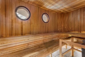 Een sauna, een bubbelbad