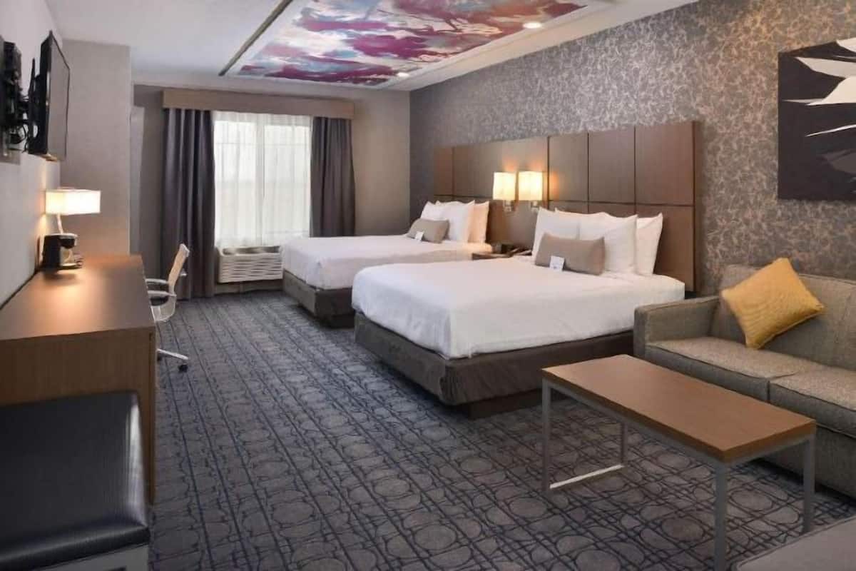 In-room safe, desk, laptop workspace, blackout drapes