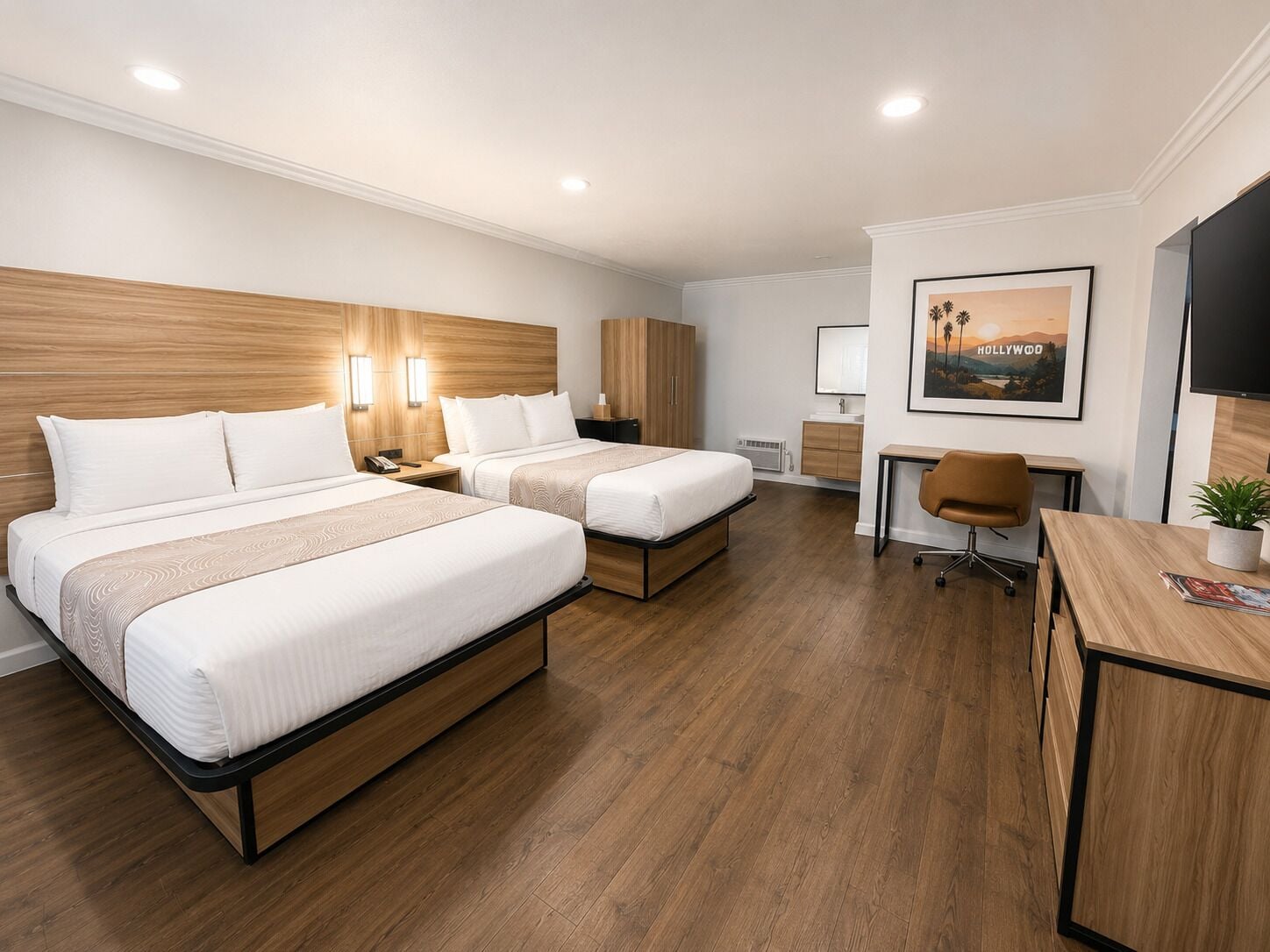 Familie suite, 2 slaapkamers, 2 badkamers | Luxe beddengoed, een strijkplank/strijkijzer, gratis wifi, beddengoed