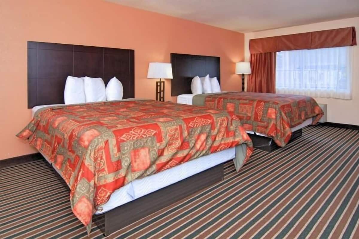 Room, 2 Double Beds | In-room safe, desk, blackout drapes, soundproofing