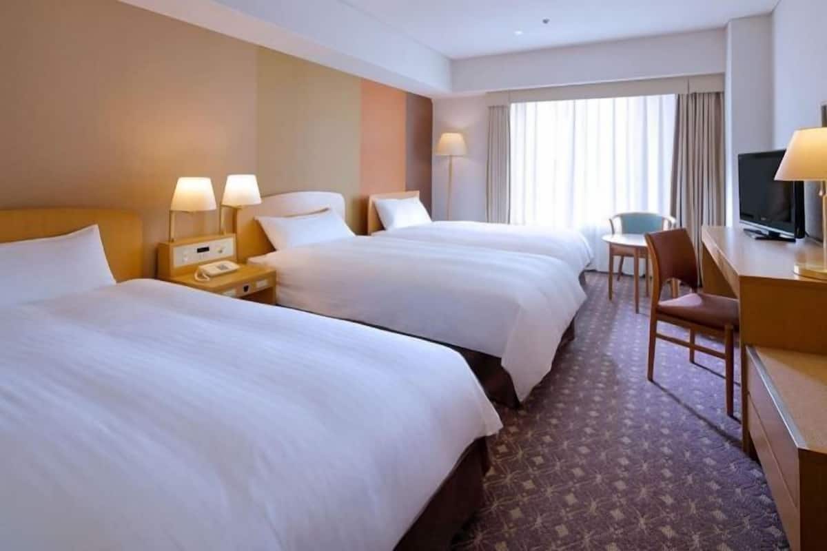 Down duvets, laptop workspace, blackout curtains, free WiFi