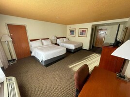 Double Room, 2 Queen Beds | Desk, blackout drapes, iron/ironing board, free WiFi