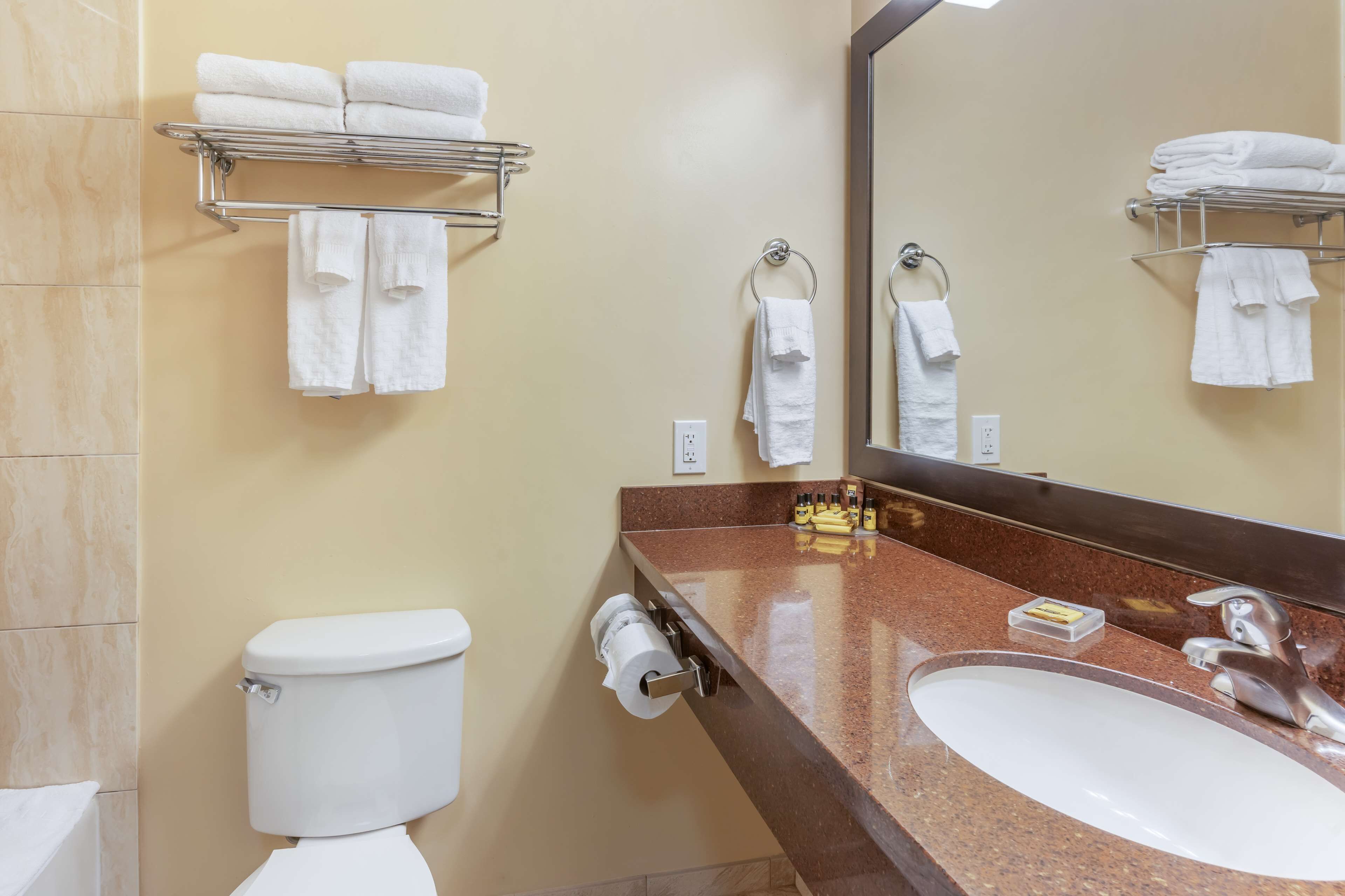standard room, 1 queen bed, non smoking, refrigerator & microwave | bathroom | shower, free toiletries, hair dryer, towels