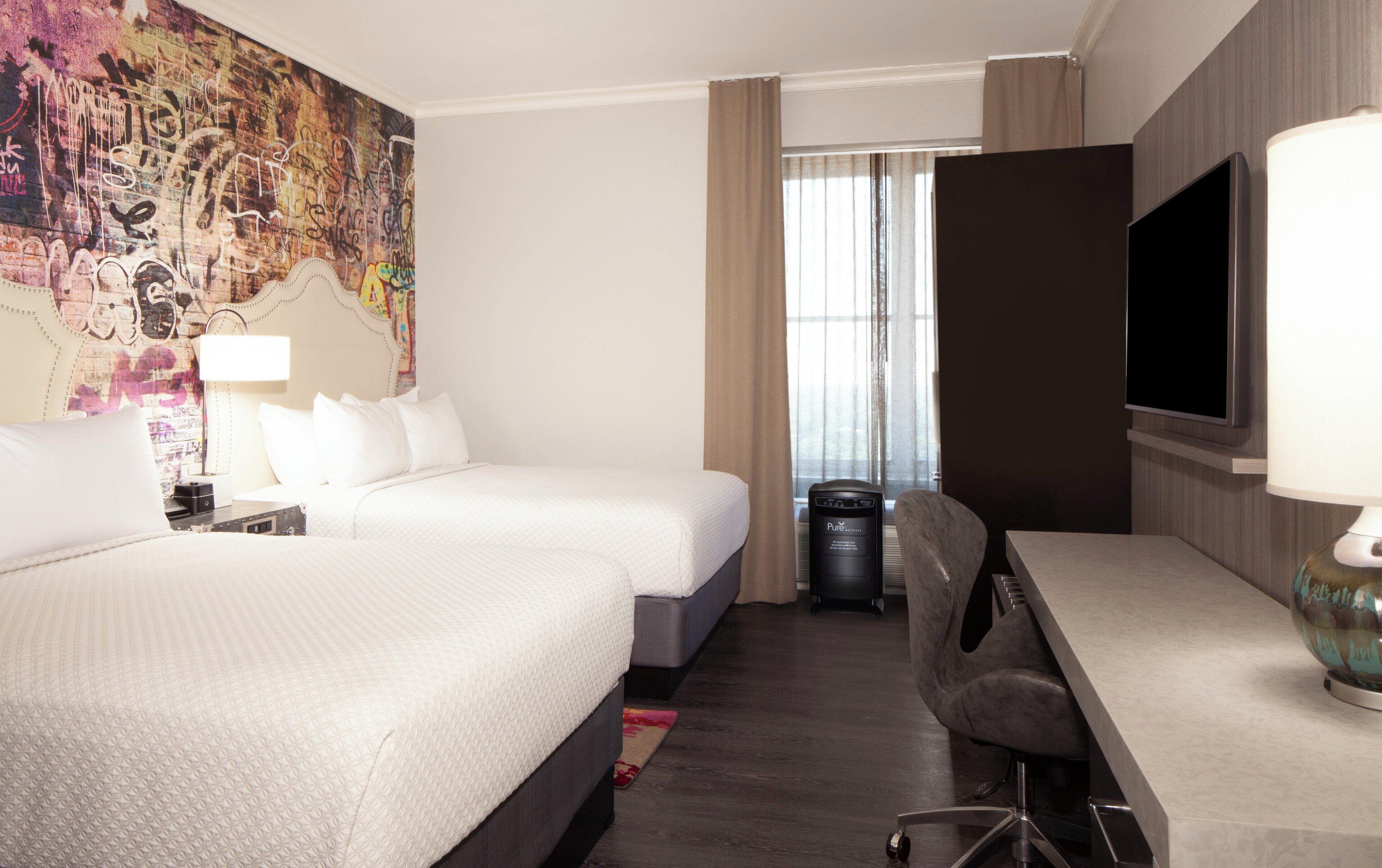Standard Room, 2 Double Beds (Air Purifier) | In-room safe, desk, iron/ironing board, free WiFi