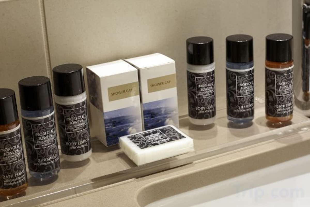 Combined shower/bathtub, free toiletries, hair dryer, towels