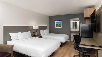 Room, 2 Queen Beds, Non Smoking | Desk, blackout drapes, iron/ironing board, free cribs/infant beds