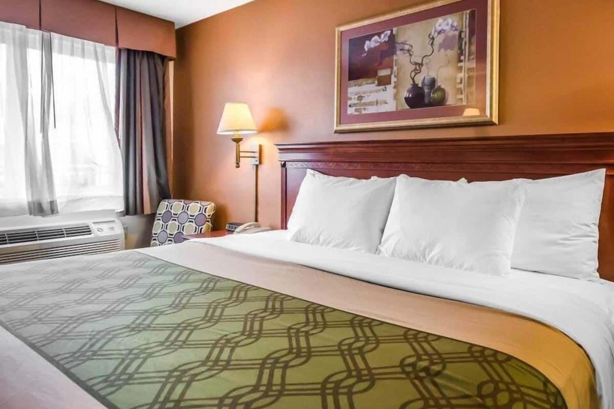 Skrivebord, mørklægningsgardiner, lydisolering, strygejern/strygebræt