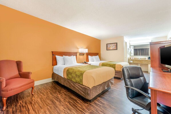 Standard Room, 2 Double Beds, Non Smoking | Desk, blackout drapes, soundproofing, iron/ironing board