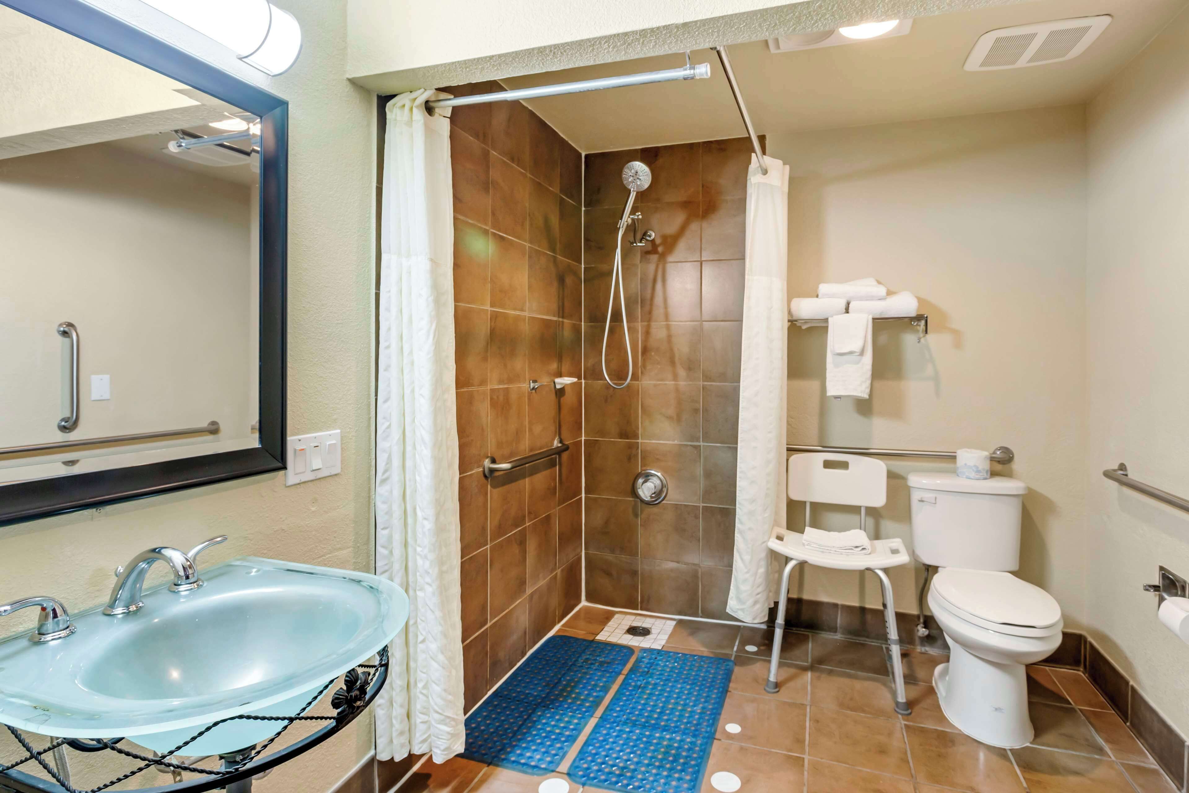 standard room, 1 king bed, accessible, refrigerator & microwave (with sofabed) | bathroom | combined shower/bathtub, free toiletries, hair dryer, towels