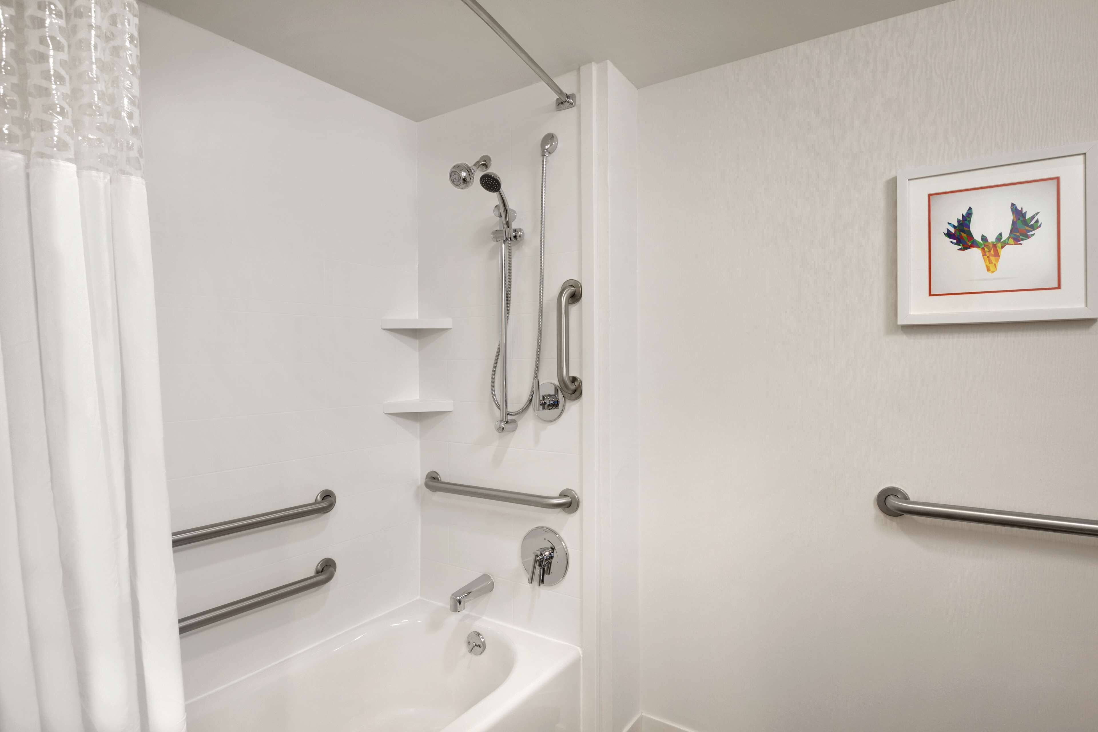 room, 1 queen bed, accessible, bathtub | bathroom | combined shower/bathtub, free toiletries, hair dryer, towels