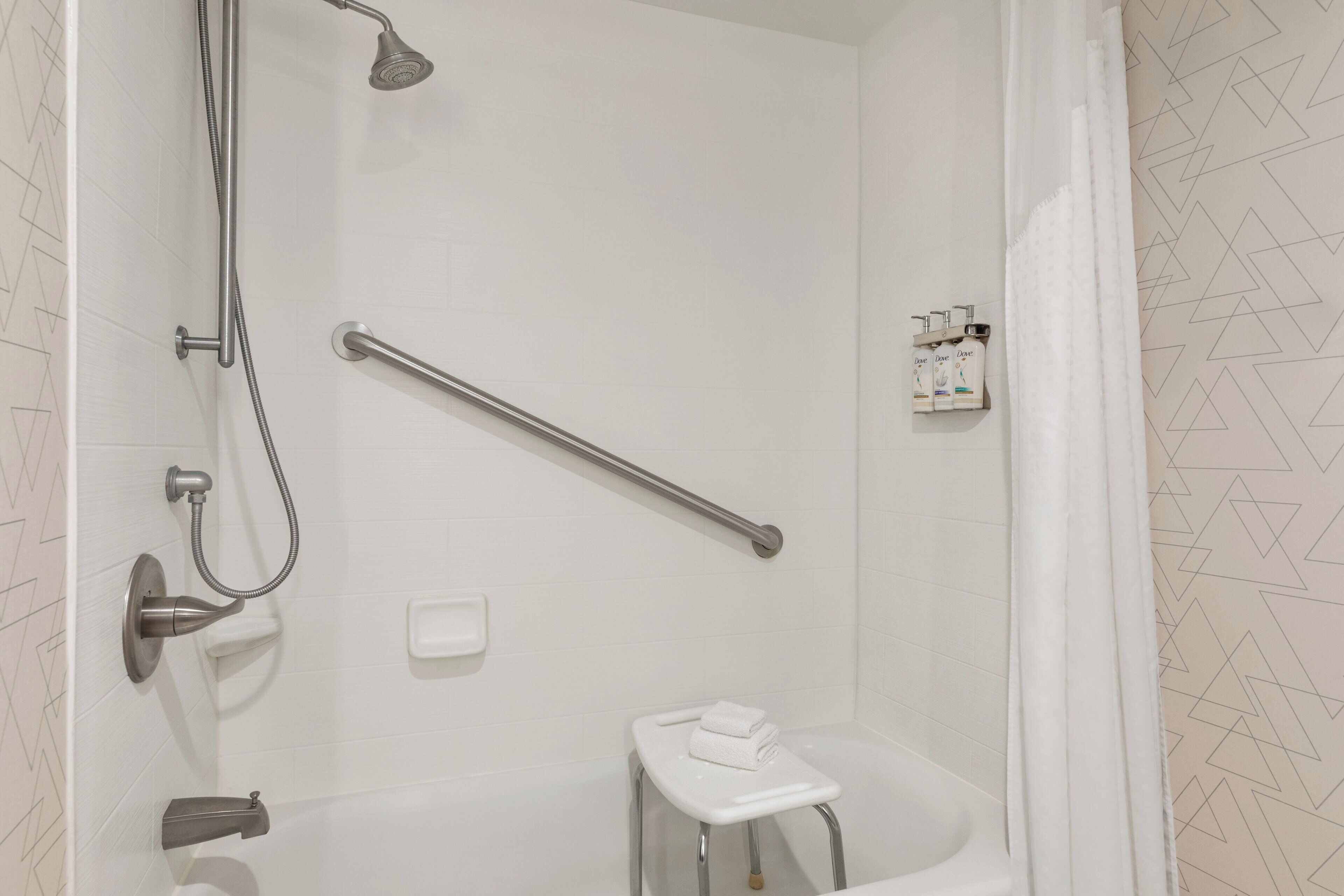standard room, 1 queen bed, accessible (communication, accessible tub) | bathroom | hair dryer, towels