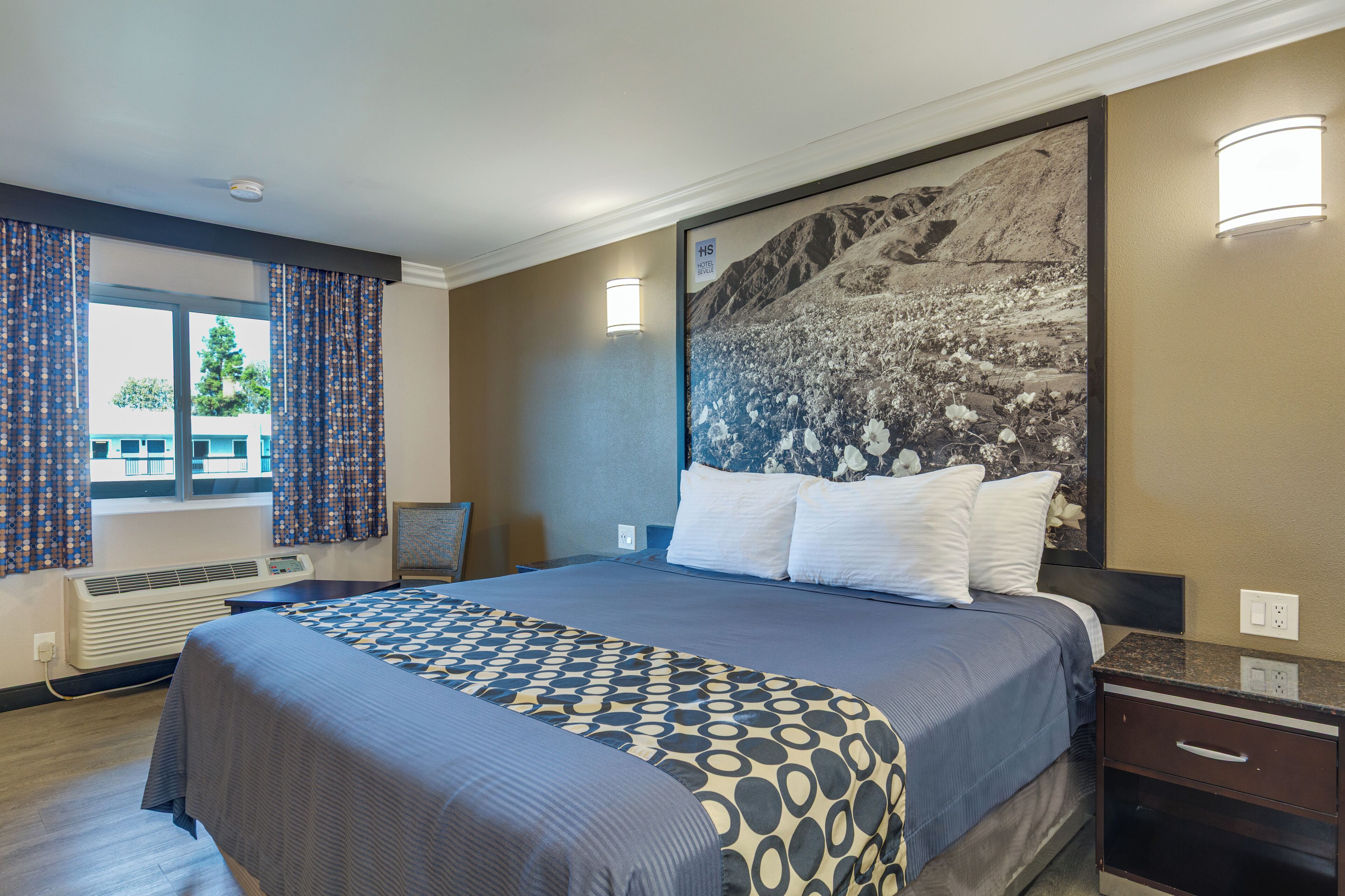 Premium bedding, desk, blackout curtains, iron/ironing board