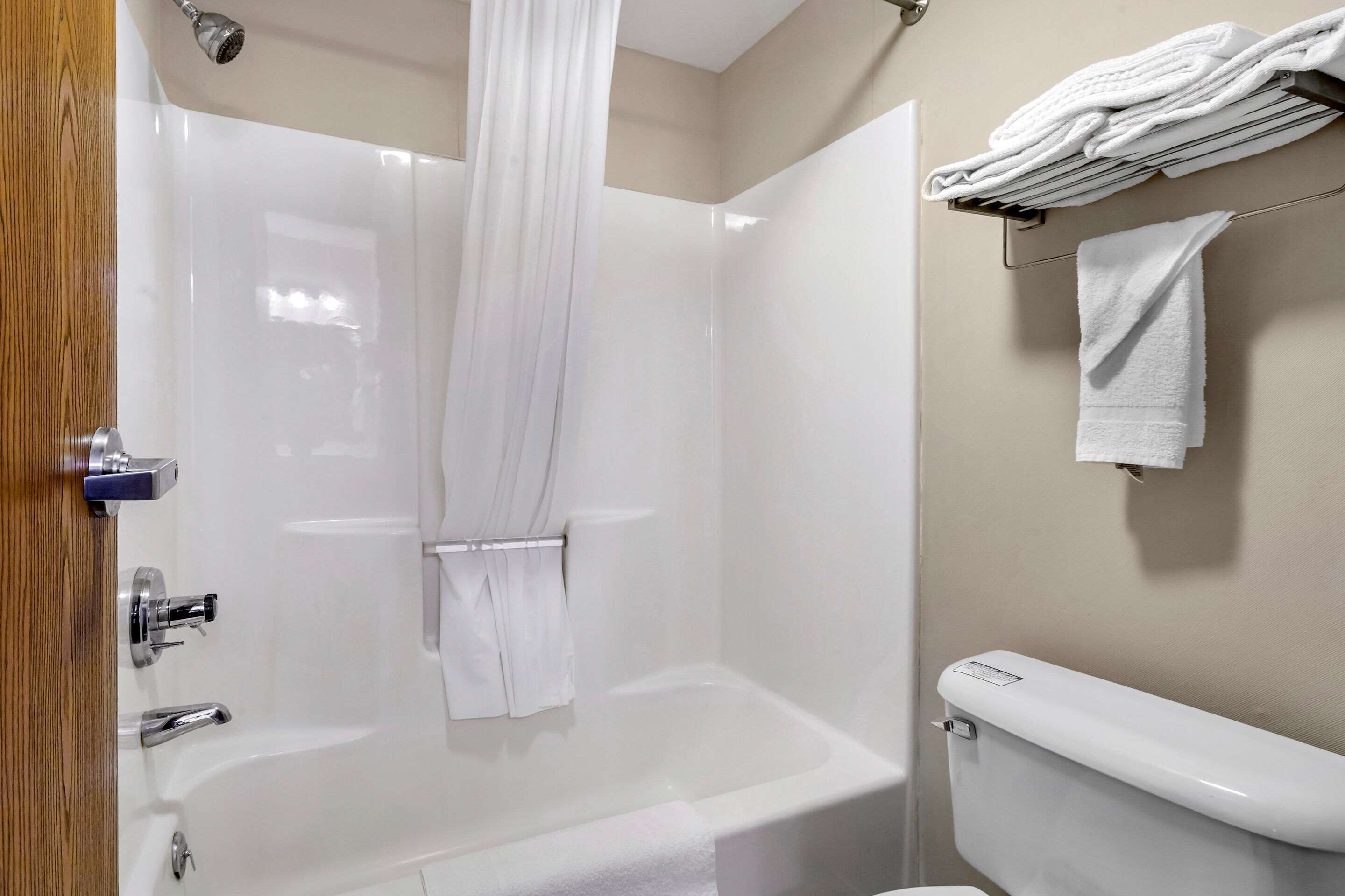 standard room, 2 queen beds, non smoking | bathroom | shower, hair dryer, towels