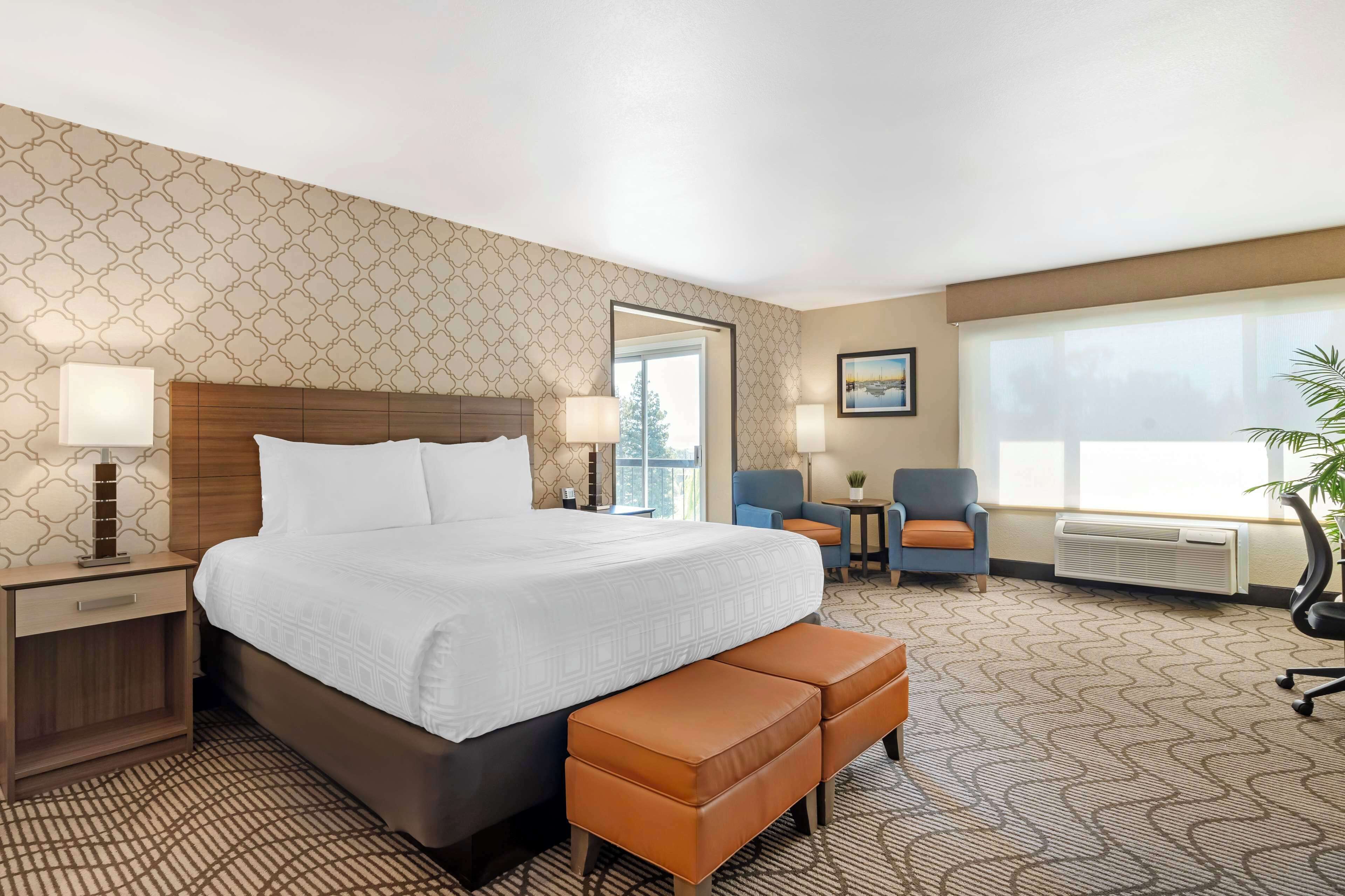 suite, 1 king bed, non smoking, balcony | premium bedding, desk, blackout curtains, iron/ironing board