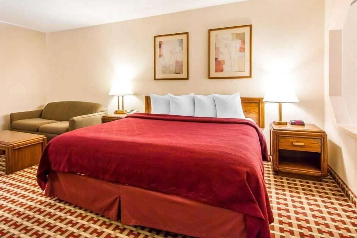 Premium bedding, blackout drapes, soundproofing, iron/ironing board