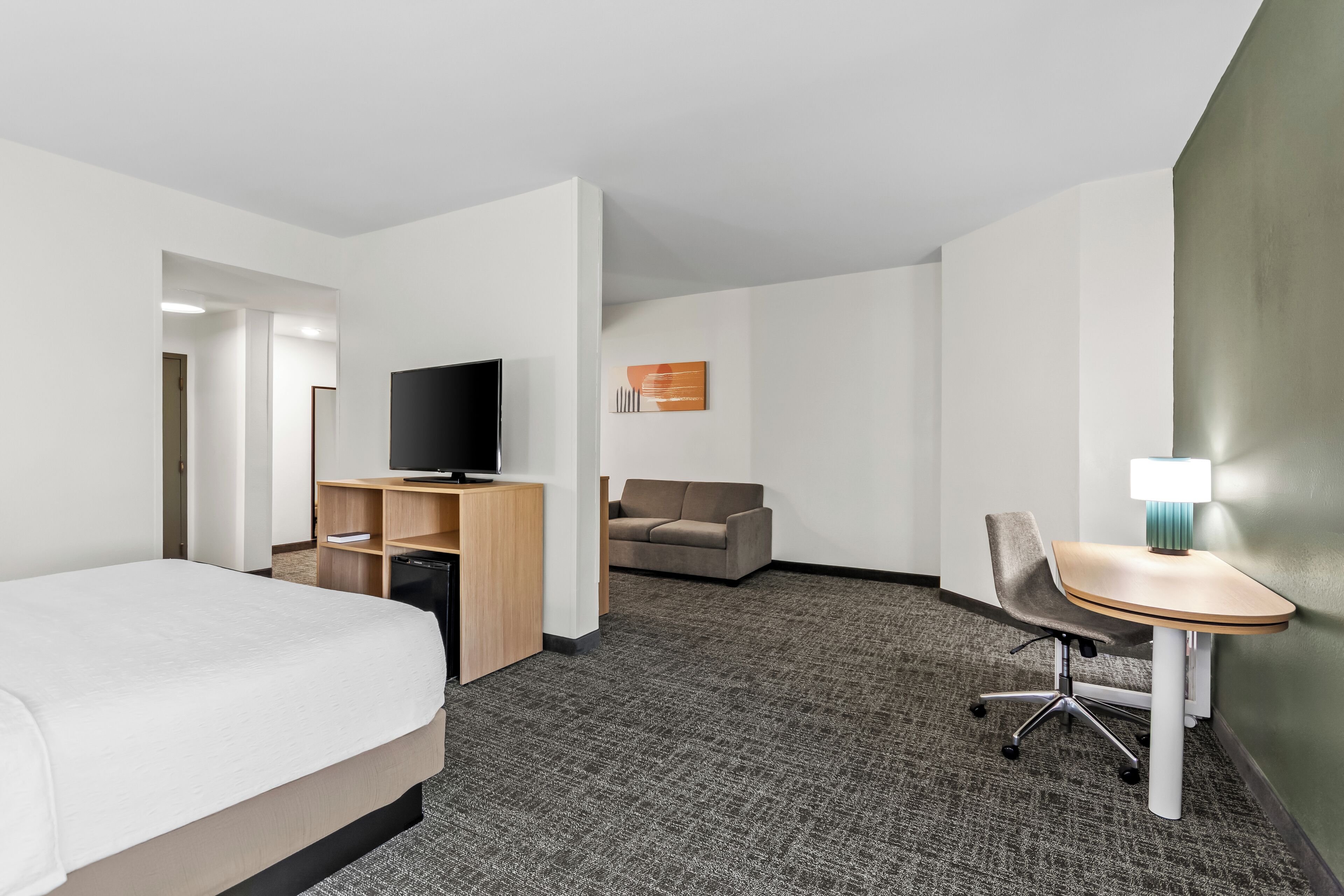 Room, 1 King Bed with Sofa bed, Accessible (Hearing) | Premium bedding, desk, laptop workspace, iron/ironing board