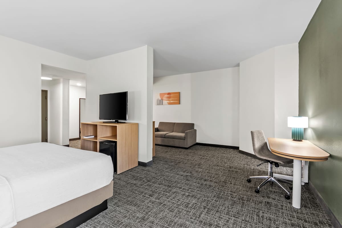 Room, 1 King Bed with Sofa bed, Accessible (Hearing) | Premium bedding, desk, laptop workspace, iron/ironing board