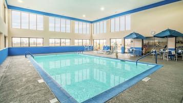 Indoor pool, open 6 AM to 11 PM, pool loungers