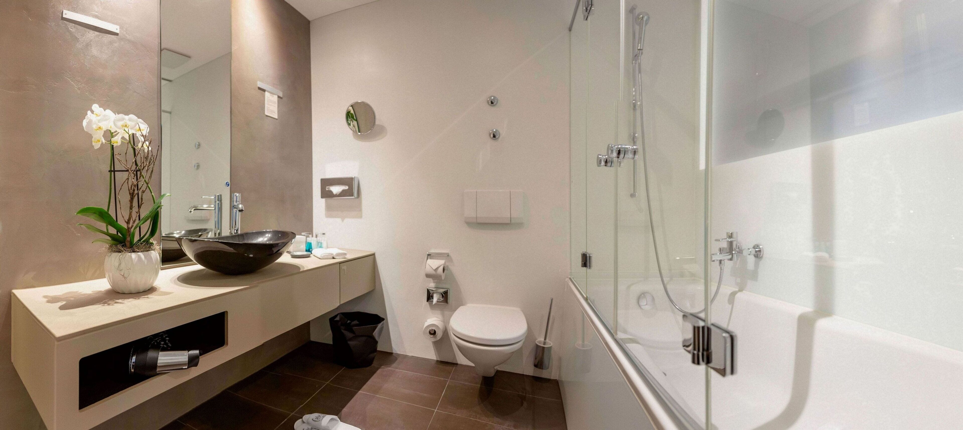 free toiletries, hair dryer, bathrobes, slippers