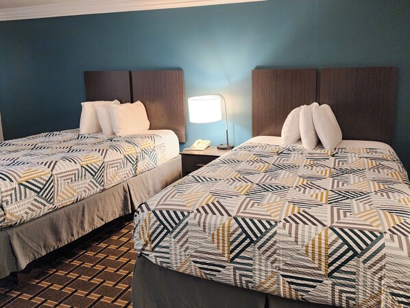 Deluxe Room, 2 Queen Beds, Non Smoking, Refrigerator & Microwave | Desk, iron/ironing board, free WiFi, bed sheets