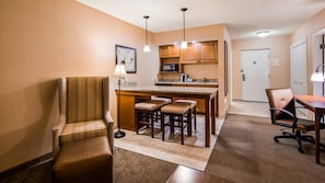 Fridge, microwave, coffee/tea maker