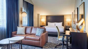 Room, 1 King Bed, Corner | Living area | 49-inch flat-screen TV with satellite channels, TV