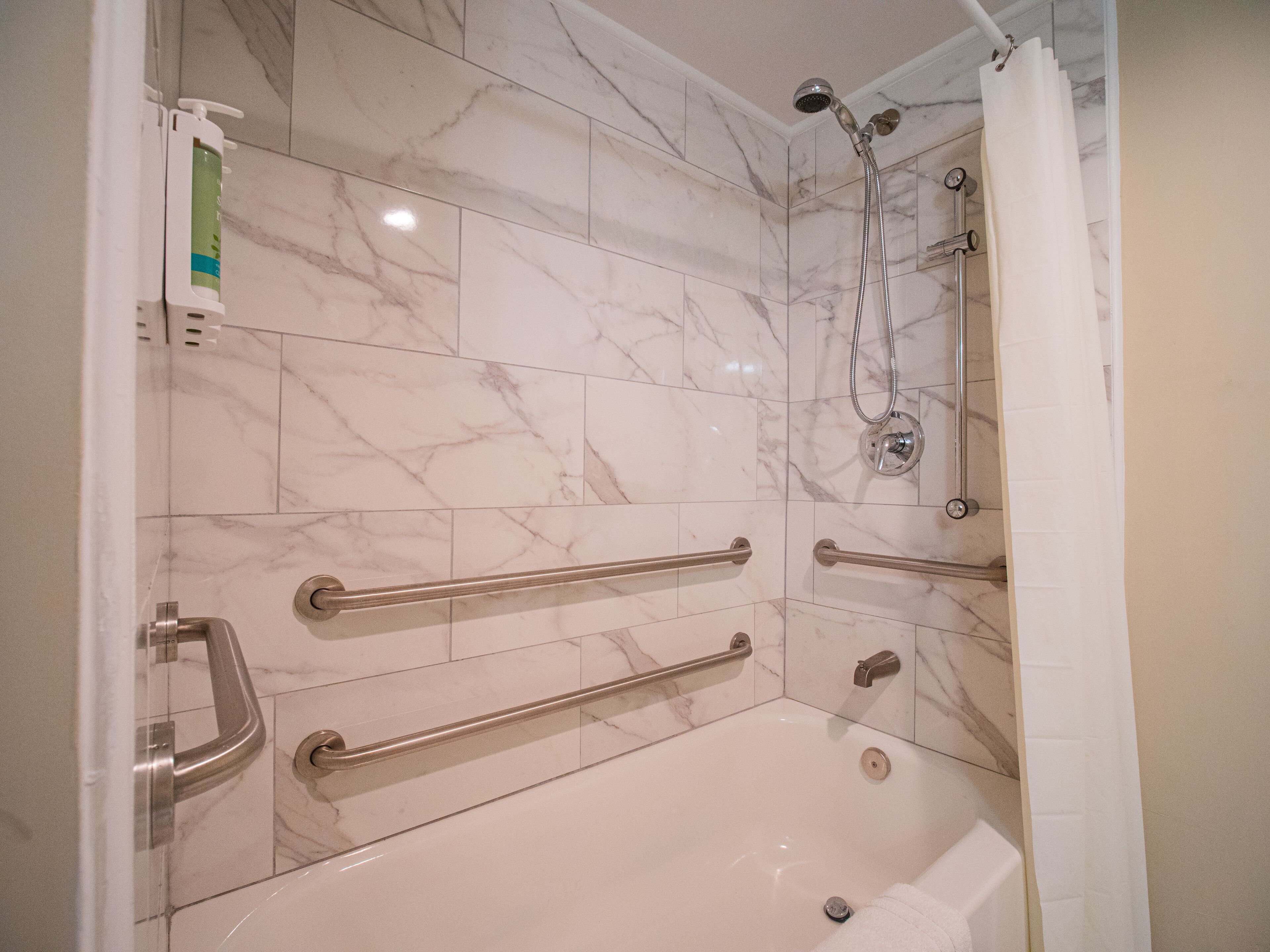 standard room, 2 queen beds, accessible | bathroom | designer toiletries, hair dryer, towels, soap