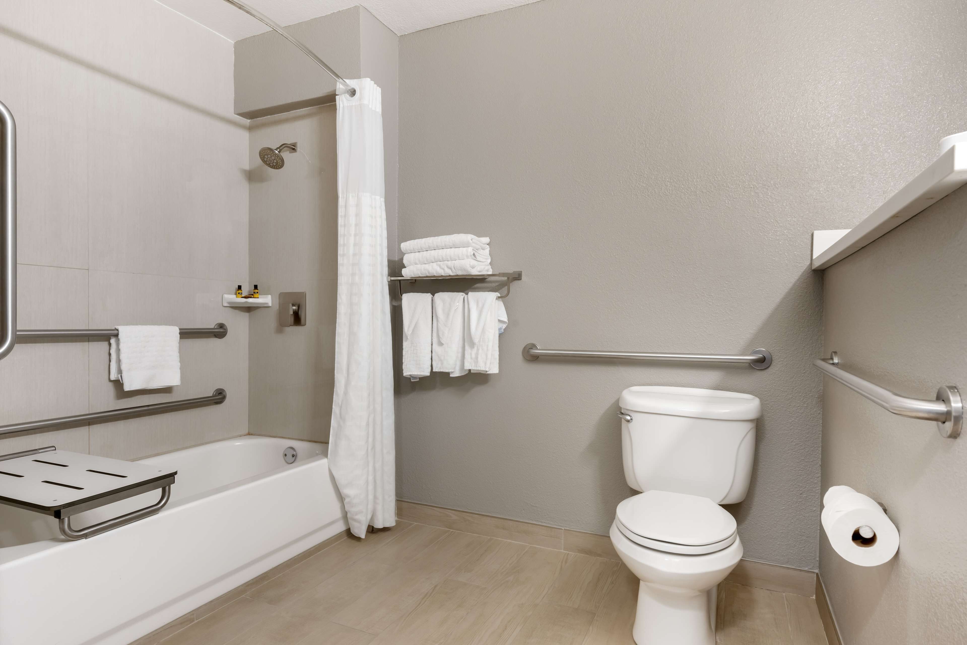 free toiletries, hair dryer, towels