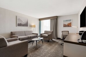 Premium bedding, pillowtop beds, desk, laptop workspace