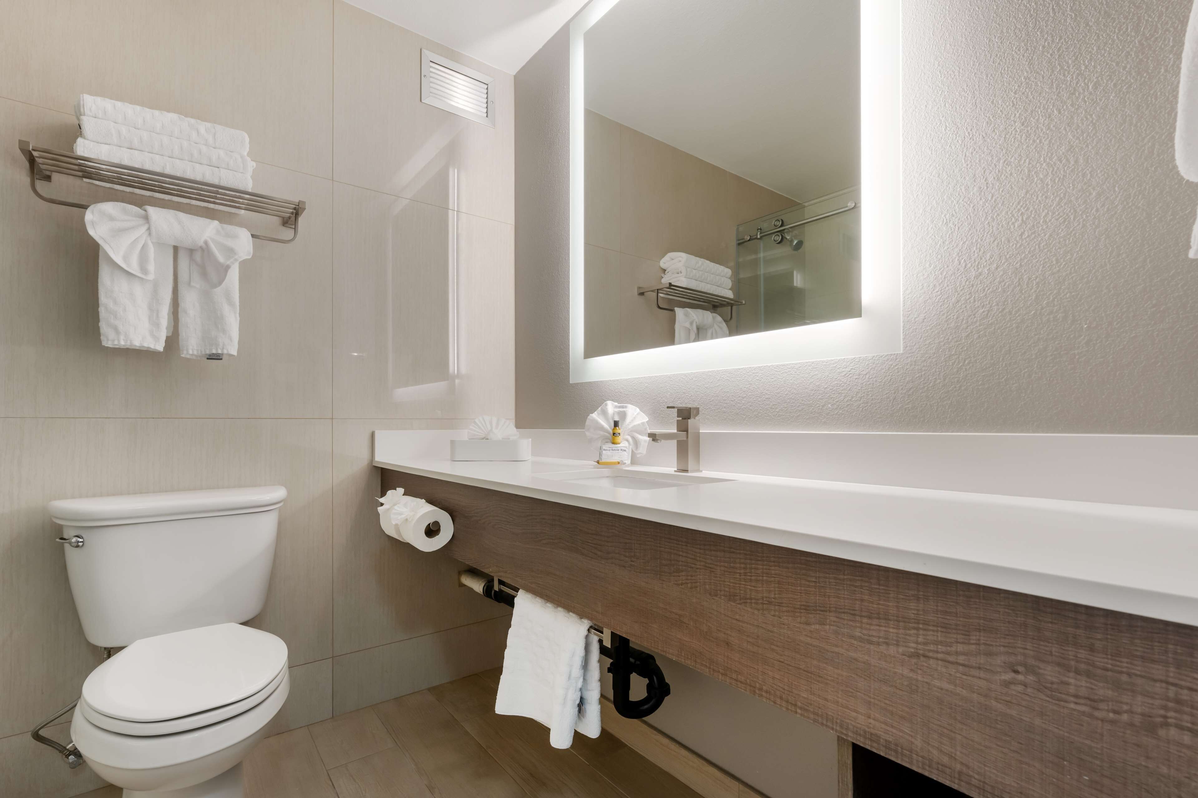 free toiletries, hair dryer, towels