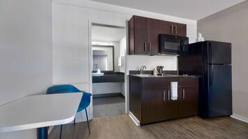 Fridge, microwave, coffee/tea maker