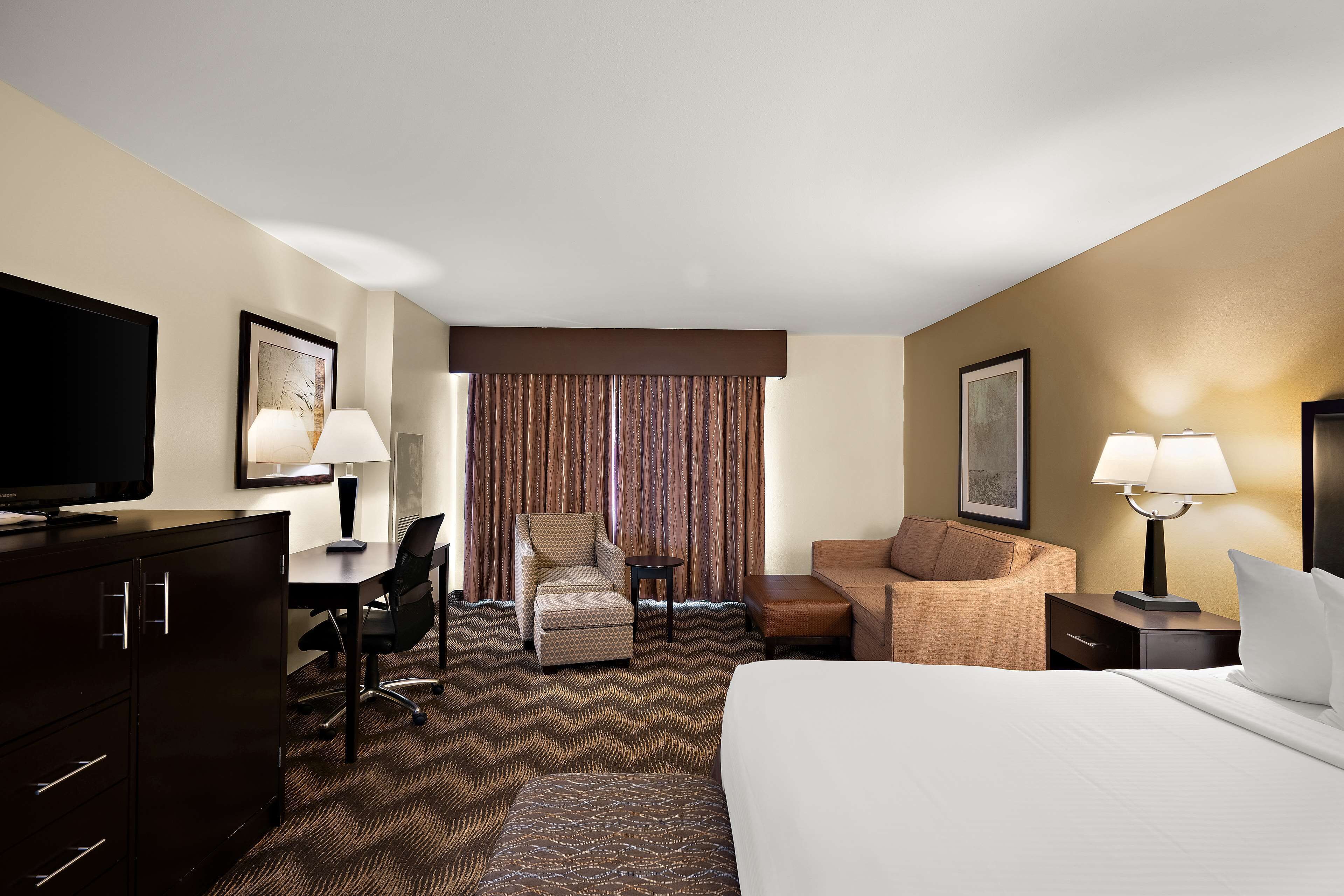 1 bedroom, desk, laptop workspace, iron/ironing board