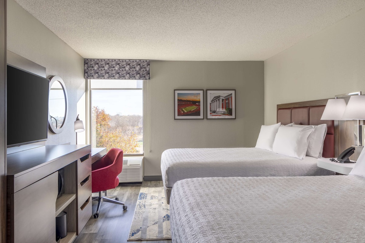 Room, 2 Queen Beds, Refrigerator & Microwave | Premium bedding, in-room safe, desk, iron/ironing board